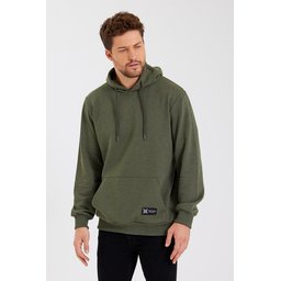 سويت شيرت رجالي بغطاء رأس وجيب كانجارو - أسود HAKİ Men's Black Kangaroo Pocket Hooded Sweatshirt - HAKİ