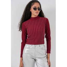 بودي نسائي 922 مزين بالخرز - لون خمري 922 Embellished Women's Bodysuit - Burgundy
