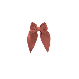 تُوكة شعر طويلة من الموسلين مع فيونكة - لون قرميدي Muslin Long Bow Hair Clip - Terracotta