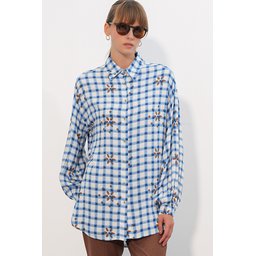 قميص 3900 طويل أساسي بقصة واسعة - كحلي غامق 3900 Oversize Long Basic Shirt - Dark Navy