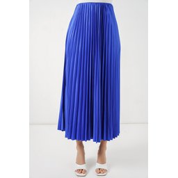تنورة بليسيه 8009 بمظهر الجلد - لون أزرق ملكي 8009 Pleated Skirt with Leather Look - Royal Blue
