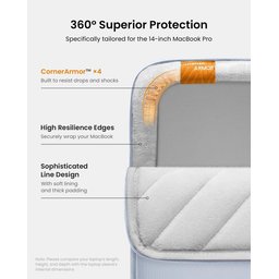 توم توك – جراب لابتوب Defender-A13 مقاس 14 إنج باللون الأزرق الضبابي Defender-A13 Laptop Sleeve Mist Blue 14 inch