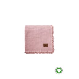 غطاء سرير موسلين عضوي رباعي الطبقات 200x220 سم - وردي بودرة Organic Muslin Four-Layer Bedspread 200x220 Cm - Powder Pink
