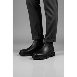 حذاء تشيلسي رجالي Muggo HARD شتوي جلد طبيعي بنعل سميك - أسود Muggo HARD Men's Genuine Leather Thick Sole Winter Chelsea Boots - Black