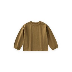 تي شيرت أطفال بأكمام طويلة بتصميم ريفي مصقول - OLIVE Brushed Rustic Long Sleeve T-Shirt for Kids 1-7 Years - OLIVE