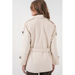 معطف نسائي كاشيه بحزام 9162 - لون إكرو Women's Belted Cachet Coat 9162 - Ecru