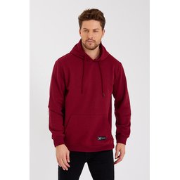 سويتشيرت رجالي BORDO بغطاء رأس وجيب كانجارو - عنابي BORDO Men's Hoodie with Kangaroo Pocket - Burgundy