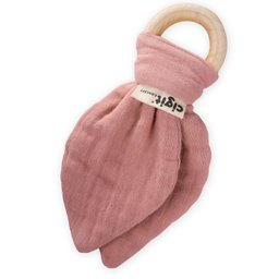عضاضة أطفال YAVRUAĞZI من قماش الموسلين والخشب الطبيعي YAVRUAĞZI Muslin Fabric and Natural Wood Baby Teether
