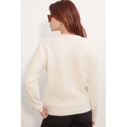 كنزة نسائية واسعة بنقشة 15970 - كريمي Women's Patterned Oversize Sweater 15970 - Cream