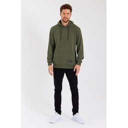 سويت شيرت رجالي بغطاء رأس وجيب كانجارو - أسود HAKİ Men's Black Kangaroo Pocket Hooded Sweatshirt - HAKİ