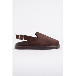 صندل نسائي Muggo BUCKLE من الجلد السويدي، مريح، مغلق من الأمام، بإبزيم قابل للتعديل - بني Muggo BUCKLE Suede Leather Adjustable Buckle Casual Closed Toe Women's Sandals - Brown