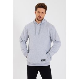 سويت شيرت رجالي بغطاء رأس وجيب كانجارو - رمادي Men's Hoodie with Kangaroo Pocket - Grey