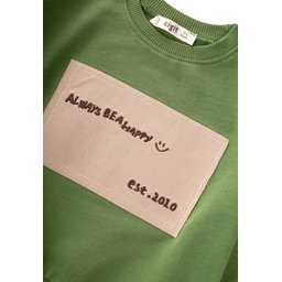 طقم سويت شيرت موسمي للأطفال بتطريز، 1-7 سنوات، أخضر زيتي Appliquéd Seasonal Sweatshirt Set for Kids, 1-7 Years, Olive Green