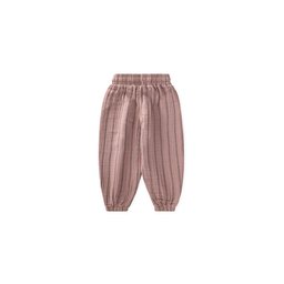 بنطلون شالوار موسلين للأطفال 1-6 سنوات - نحاسي بخطين Muslin Harem Pants for Kids 1-6 Years - Copper Double Striped