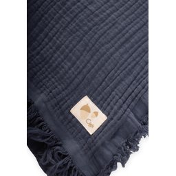 بطانية أطفال موسلين عضوية بأربع طبقات وشرابات 80x120 سم - أنثراسيت Organic Muslin Baby Blanket with Four Layers and Tassels 80x120 cm - Anthracite