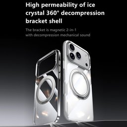كفر آيفون 18 برو ماكس شفاف كريستالي مع ماك سيف ومسند دوّار iPhone 18 Pro Max SULADA Clear MagSafe 360° Rotating Case