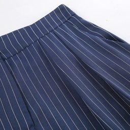 بنطال كحلي مقلم واسع الساق Wide leg pant