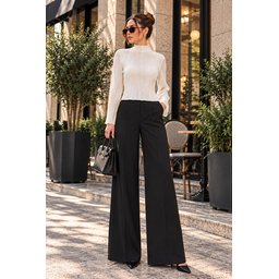 بلوزة نسائية بيضاء بنسيج مزخرف وتفاصيل ياقة 40041 Women's Textured Blouse with Collar Detail 40041 - White
