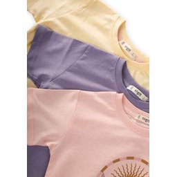 طقم تي شيرت بناتي 3 قطع - ليلكي، أصفر، بودرة (2-10 سنوات) Girls' T-Shirt 3-Piece Set - Lilac, Yellow, Powder (Ages 2-10)