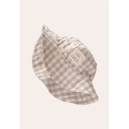قبعة فيدورا من الموسلين العضوي للأطفال 2-8 سنوات - بيج منقوش Organic Muslin Fedora Hat for Kids 2-8 Years - Vizon Plaid