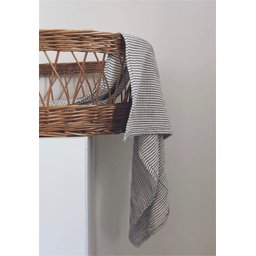 بطانية موسلين عضوية 90x100 سم مخططة رفيعة - رمادي دخاني Organic Muslin Blanket 90x100cm - Smoky Grey Thin Striped