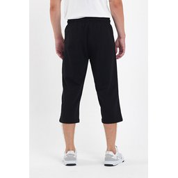 شورت برمودا رجالي أسود بجيوب وسحاب، طول الركبة، خصر مطاطي قابل للتعديل Men's Black Bermuda Shorts with Zipper Pockets, Knee-Length, Adjustable Elastic Waist