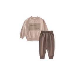 طقم سويت شيرت موسمي للأطفال بتطريز - بيج (1-7 سنوات) Appliqued Seasonal Sweatshirt Set for Kids - Beige (1-7 Years)