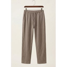 بنطلون رجالي مريح من الكتان 30118 - لون فيزون Men's Comfortable Linen Trousers 30118 - Vizon