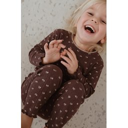 طقم بيجامة أطفال بناتي بنقشة زهور بني (1-8 سنوات) Kids' Floral Pajama Set for Girls, Brown (1-8 Years)