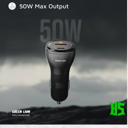شاحن سيارة سريع جرين ليون مزدوج المنافذ بقوة 50 واط مع كابل تايب سي إلى لايتنينج Green Lion Dual Port 50W Car Charger with USB-C to Lightning Cable