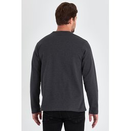 سويت شيرت رجالي أنثراسيت بياقة دائرية مزدوجة بقصة مريحة Men's Anthracite Double Crew Neck Standard Relaxed Fit Sweatshirt
