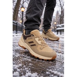 حذاء MUGGO TORVEX شتوي للجنسين برباط ونعل سميك للمشي والتنزه - بيج Muggo TORVEX Thick-Soled Lace-Up Unisex Winter Outdoor Trekking Boots - Beige
