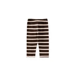 ليقنز أطفال مخطط مضلع 1-10 سنوات - بني Kids' Striped Ribbed Leggings 1-10 Years - Brown