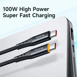 كابل Type-C to Type-C Auto-Off Cable, 100W, 1.2 متر أسود Type-C to Type-C Auto-Off Cable, 100W, 1.2m Black