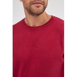 سويتشيرت رجالي أساسي بقصة عادية وياقة دائرية من القطن المخلوط - عنابي Men's Burgundy Standard Fit Cotton Blend Basic Crew Neck Sweatshirt