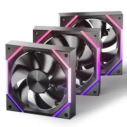 طقم مراوح آسيا هورس NYOTA ARGB عدد 3 قياس 120 ملم بتصميم الشفرات الأمامية – أسود ASIAHORSE NYOTA ARGB 120mm Fan 3-Pack Forward Black