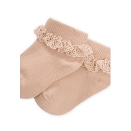 جوارب أطفال دانتيل KUM - 0-4 سنوات - رملي KUM Lace Baby Bootie Socks - 0-4 Years - Sand