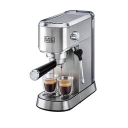 ماكينة تحضير القهوة من بلاك+ديكر ECM150-B5 قهوة الاسبريسو 15 بار باللون الفضي Black&Decker ECM150-B5 espresso coffee machine 15Par silver