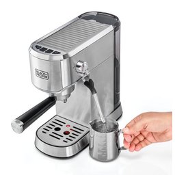ماكينة تحضير القهوة من بلاك+ديكر ECM150-B5 قهوة الاسبريسو 15 بار باللون الفضي Black&Decker ECM150-B5 espresso coffee machine 15Par silver