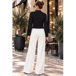 بلوزة نسائية سوداء بتفاصيل ياقة مميزة 40041 Women's Textured Blouse with Collar Detail 40041 - Black
