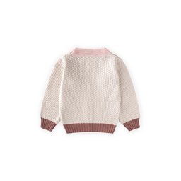 جاكيت تريكو بأزرار للأطفال 2-8 سنوات - وردي طبيعي Knitted Buttoned Cardigan for Kids 2-8 Years - Natural Pink
