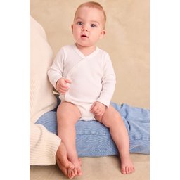 سالوبيت أطفال متقاطع 0-18 شهر - أبيض مائل للصفرة Crossover Baby Bodysuit 0-18 Months - Off-White
