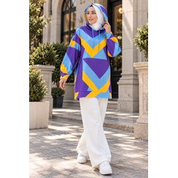 فستان سويت شيرت اوفر سايز 4125 - أزرق فاتح 4125 Oversize Sweatshirt Dress - Light Blue