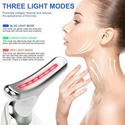 جهاز الهايفو لتدليك الرقبة والوجه بالضوء LED مع تقنية EMS والحرارة LED Light Therapy Neck & Face Massager – EMS, Heat & Vibration