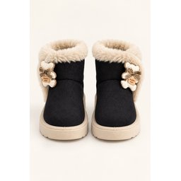 بوت Muggo TOFFE شتوي بناتي مبطن بالفرو مع فيونكة - أسود Muggo TOFFE Girls' Winter Boots - Fur Lined with Bow Detail - Black