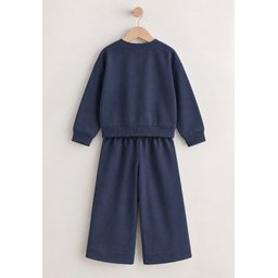 طقم سويت شيرت ربيعي للأطفال 2-8 سنوات - كحلي Kids' Seasonal Thin Sweatshirt Set 2-8 Years - Navy Blue