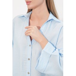 قميص نسائي واسع الأكمام فضفاض 20401 - أزرق Women's Wide Sleeve Oversize Shirt 20401 - Blue