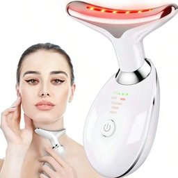 جهاز الهايفو لتدليك الرقبة والوجه بالضوء LED مع تقنية EMS والحرارة LED Light Therapy Neck & Face Massager – EMS, Heat & Vibration
