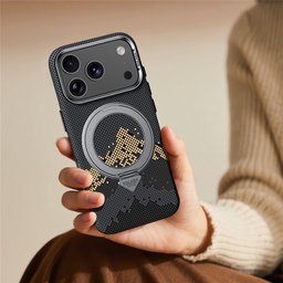 كفر آيفون 18 برو ماكس كيفلار من سيلادا مع ماك سيف ومسند دوّار iPhone 18 Pro Max SULADA Kevlar MagSafe 360° Rotating Case