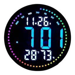 ساعة حائط رقمية ذكية دائرية LED بتقنية البلوتوث مع ريموت كنترول وعرض للحرارة والرطوبة والتقويم Smart Circular LED Digital Wall Clock with Bluetooth, Remote Control, Temperature, Humidity & Calendar